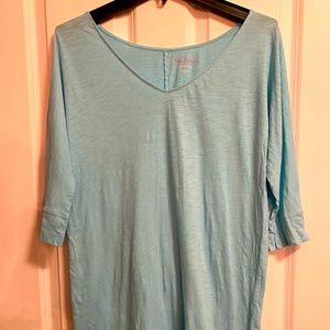 Turquoise t shirt dress. 3/4 sleeves. Lilly Pulitzer - small